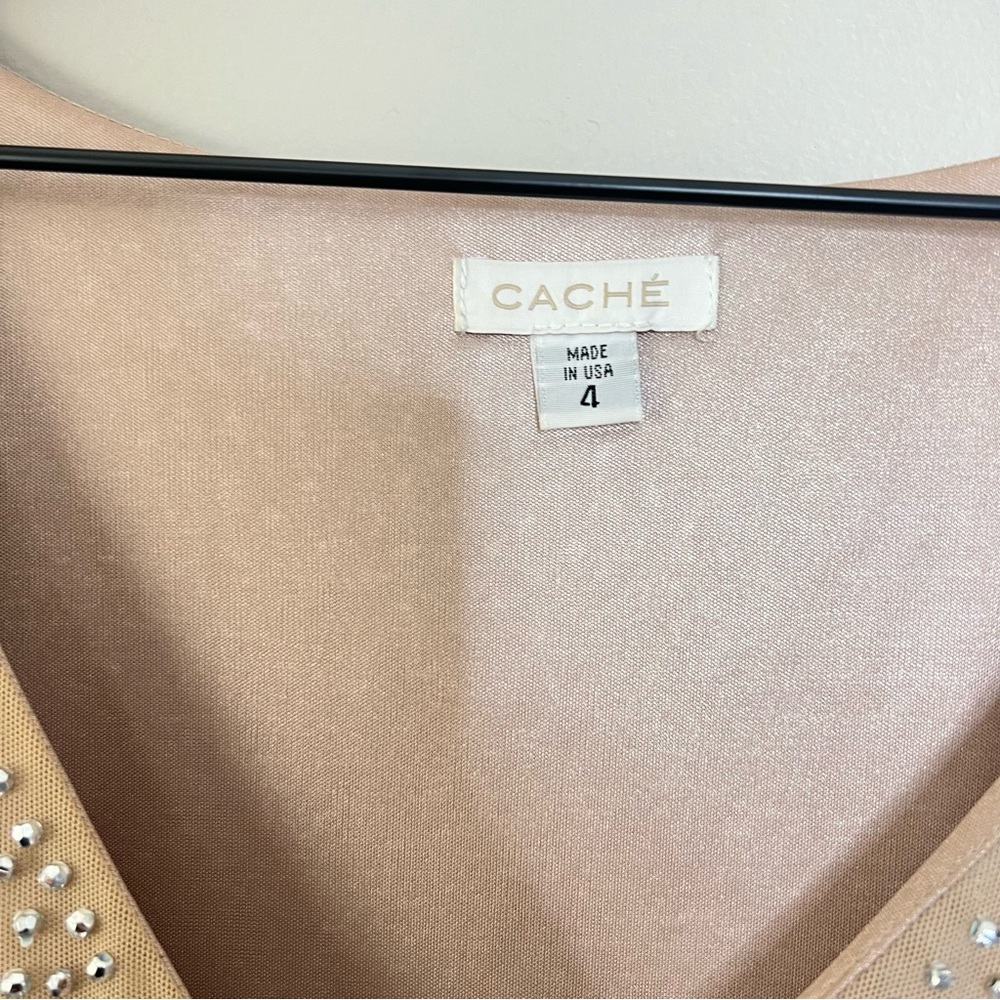 CACHE embellished nude dress, mini, sparkle size 4 - Picture 7 of 12